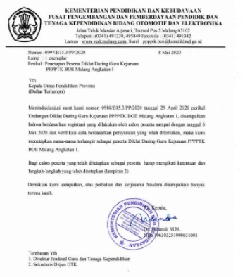 Peserta Diklat Daring Guru Kejuruan PPPPTK BOE Malang Angkatan I