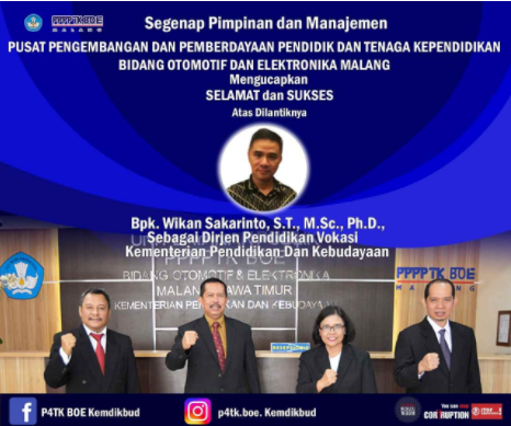 Selamat Bertugas Bpk. Wikan Sakarinto, S.T., M.Sc., Ph.D.