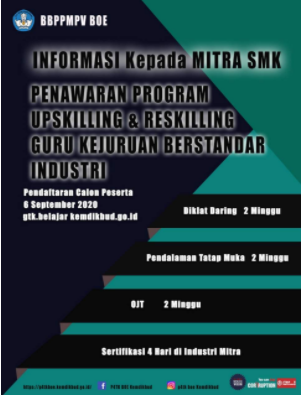 Pendaftaran Upskilling dan Reskilling Guru Kejuruan BBPPMPV