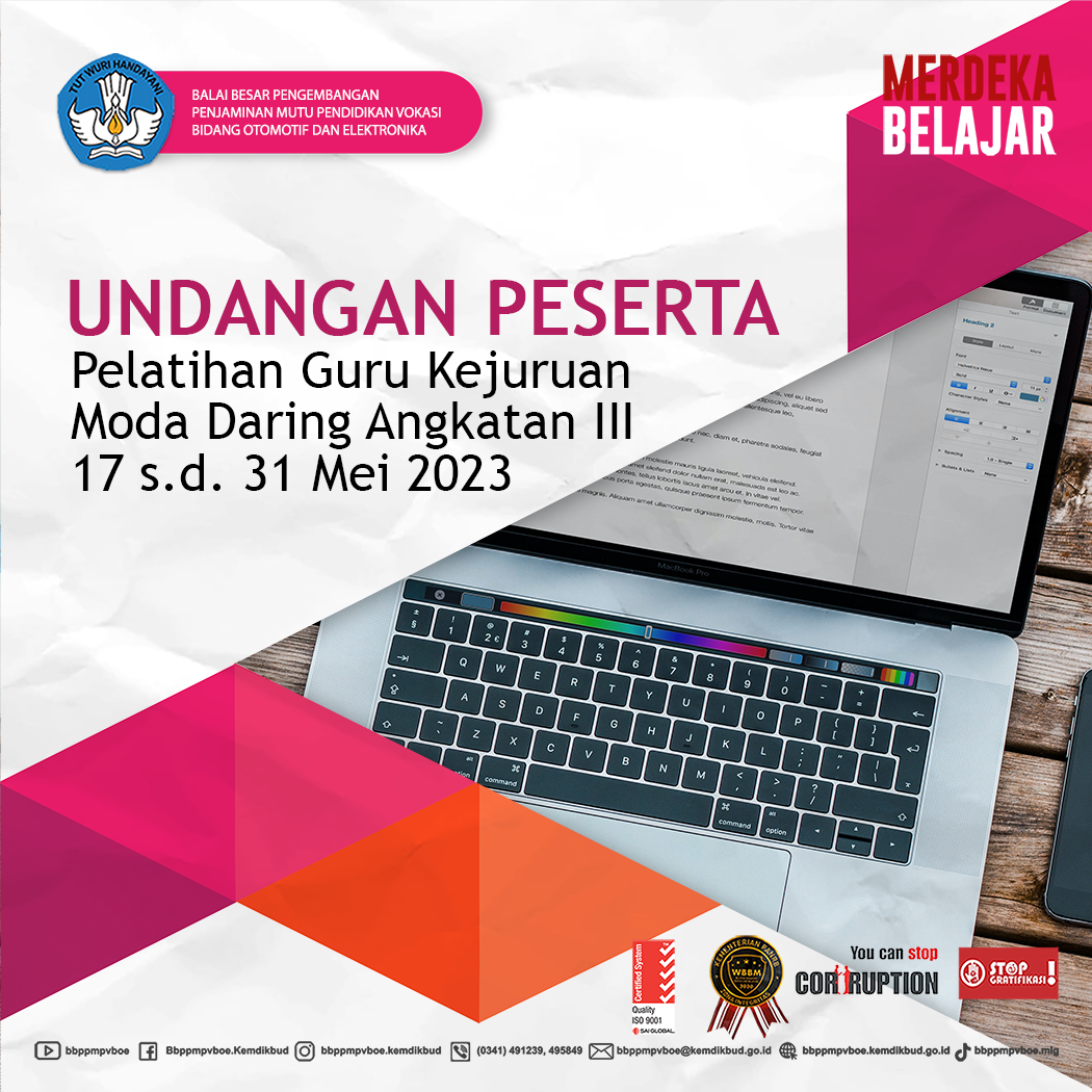 Undangan Peserta Pelatihan Guru Kejuruan Moda Daring Angkatan III