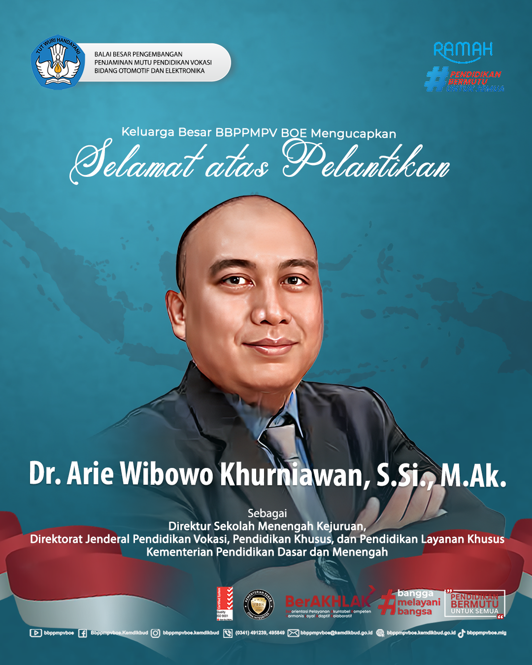 Selamat atas Pelantikan Dr. Arie Wibowo Khurniawan, S.Si., M.Ak.