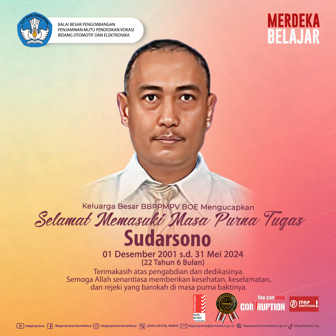 Selamat Memasuki Masa Purna Tugas Bapak Sudarsono