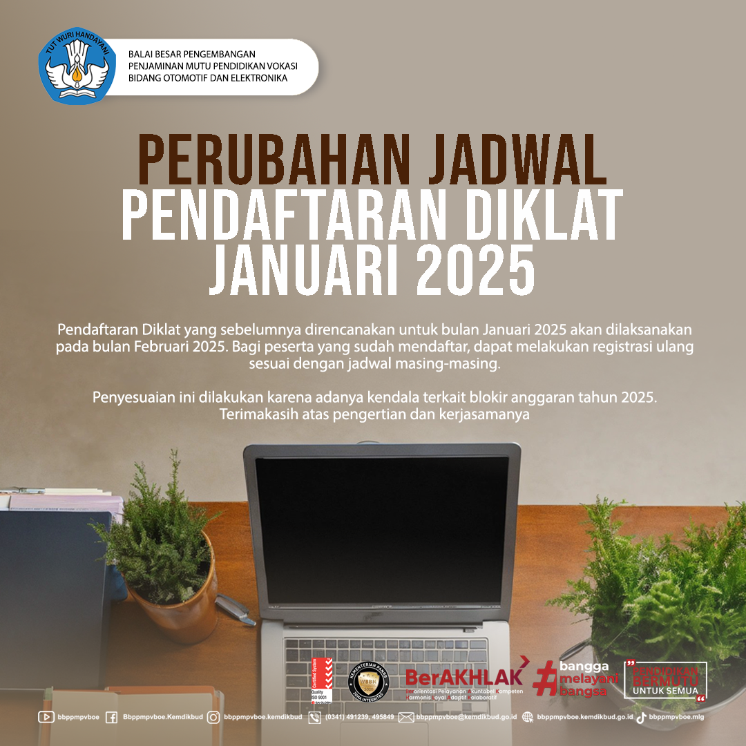 Perubahan Jadwal Pendaftaran Diklat Januari 2025