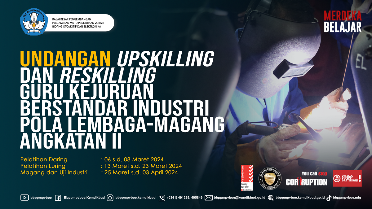 Undangan Upskilling dan Reskilling Guru Kejuruan Berstandar Industri pola Lembaga-Magang Angk. II