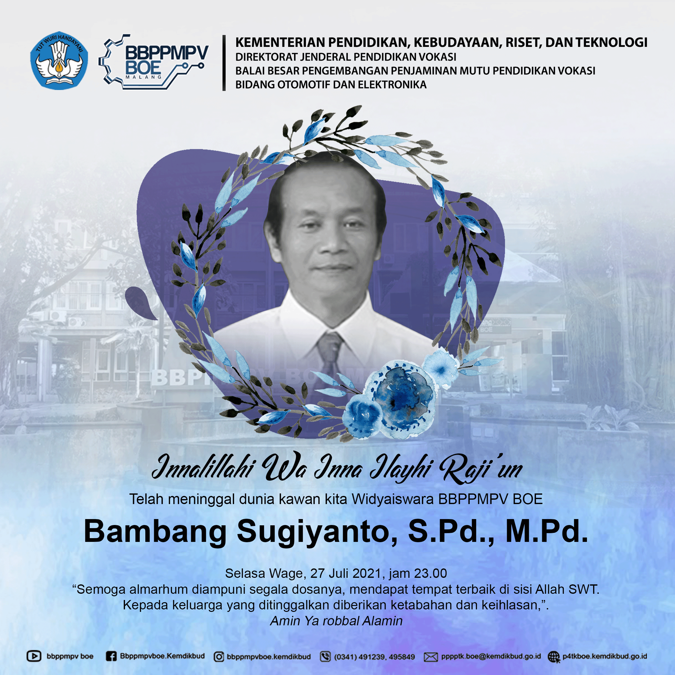 Turut Berduka Cita Atas Meninggalnya Bapak Bambang Sugiyanto, S.Pd., M.Pd.