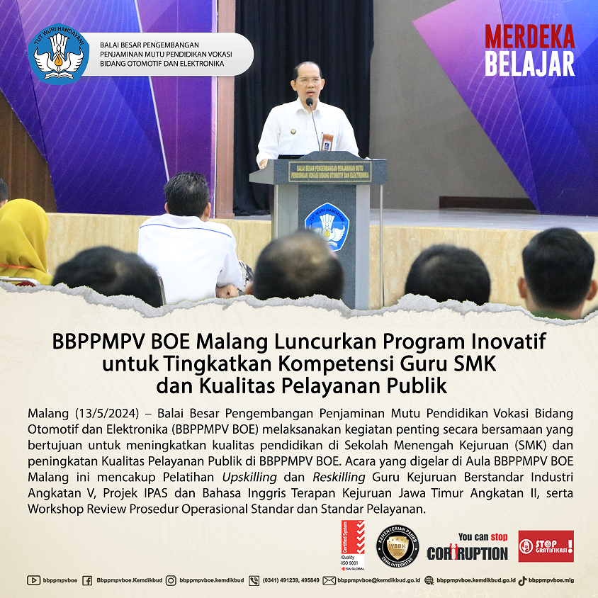 BBPPMPV BOE Luncurkan Program Inovatif untuk Tingkatkan Kompetensi Guru & Kualitas Pelayanan Publik