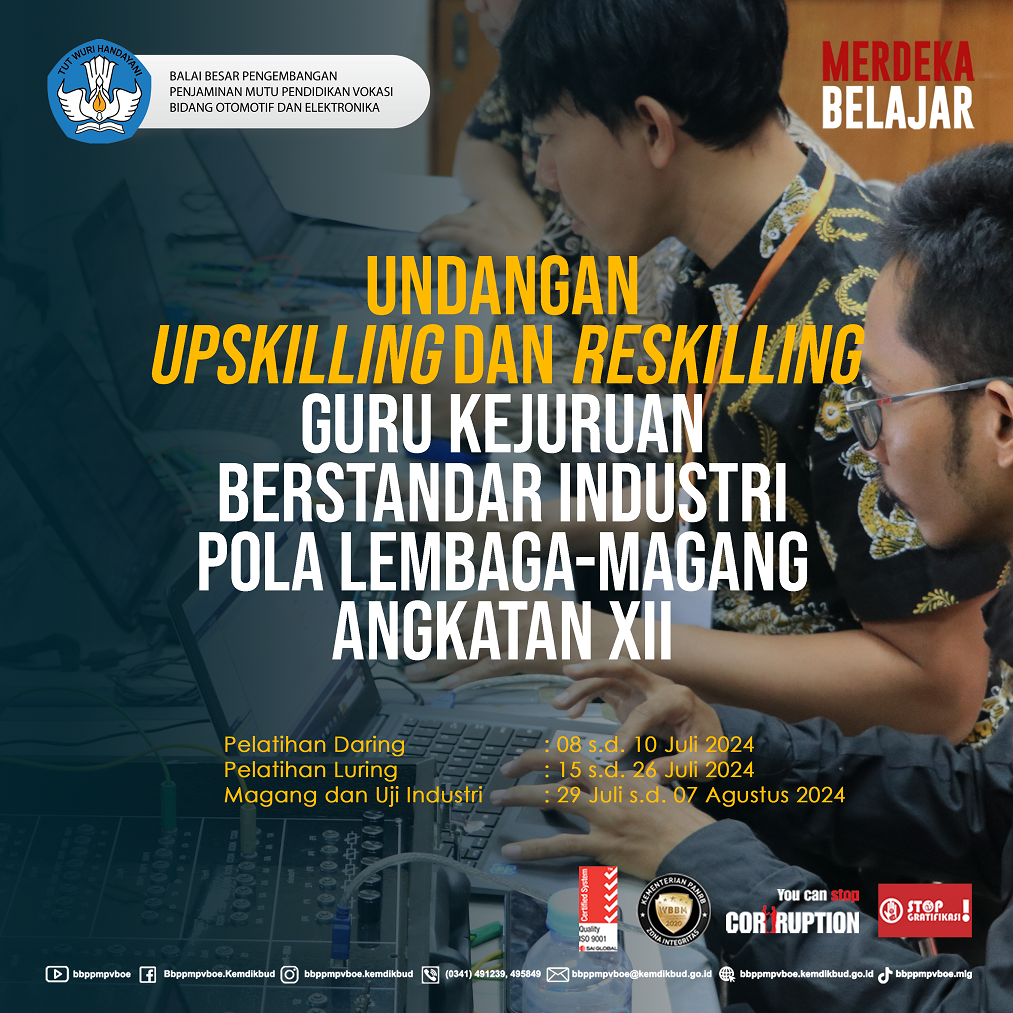Undangan Upskilling dan Reskilling Guru Kejuruan Berstandar Industri pola Lembaga-Magang Angk. XII