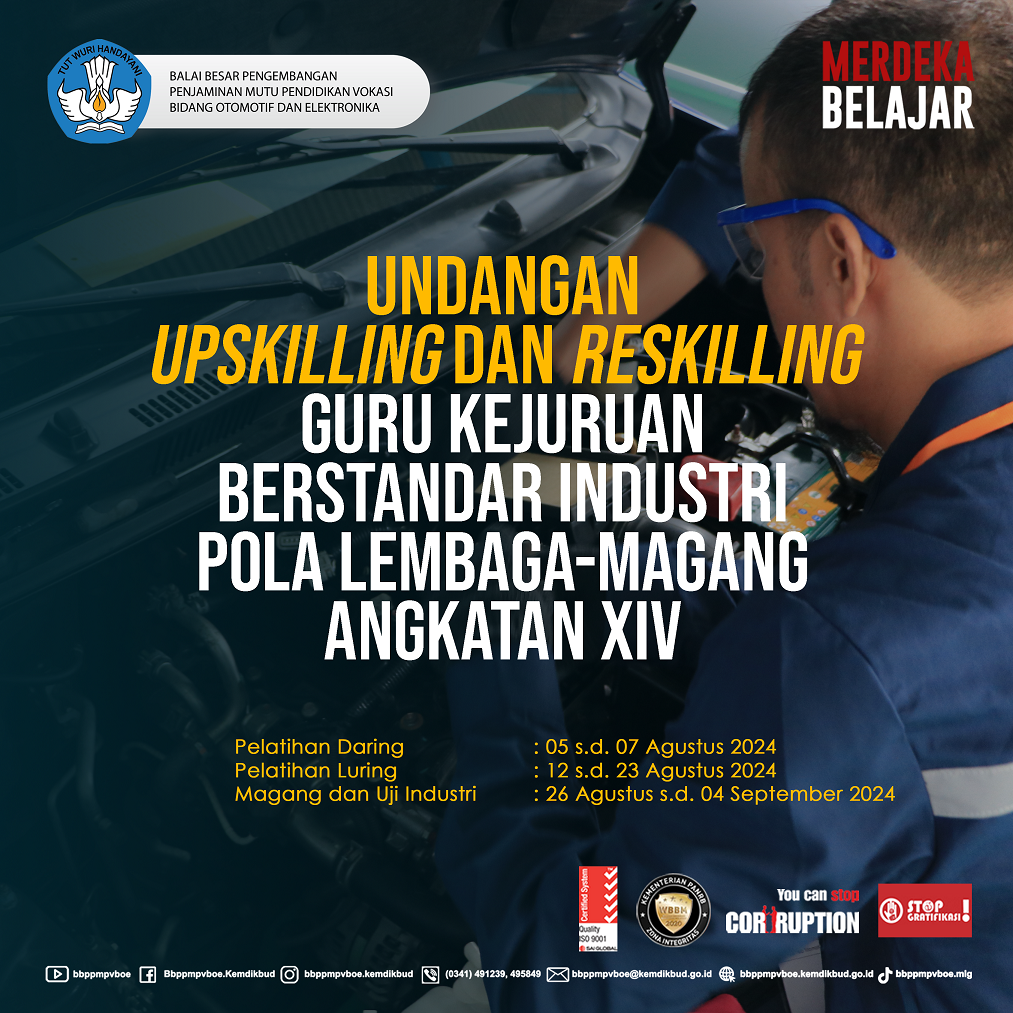 Undangan Upskilling dan Reskilling Guru Kejuruan Berstandar Industri pola Lembaga-Magang Angk. XIV