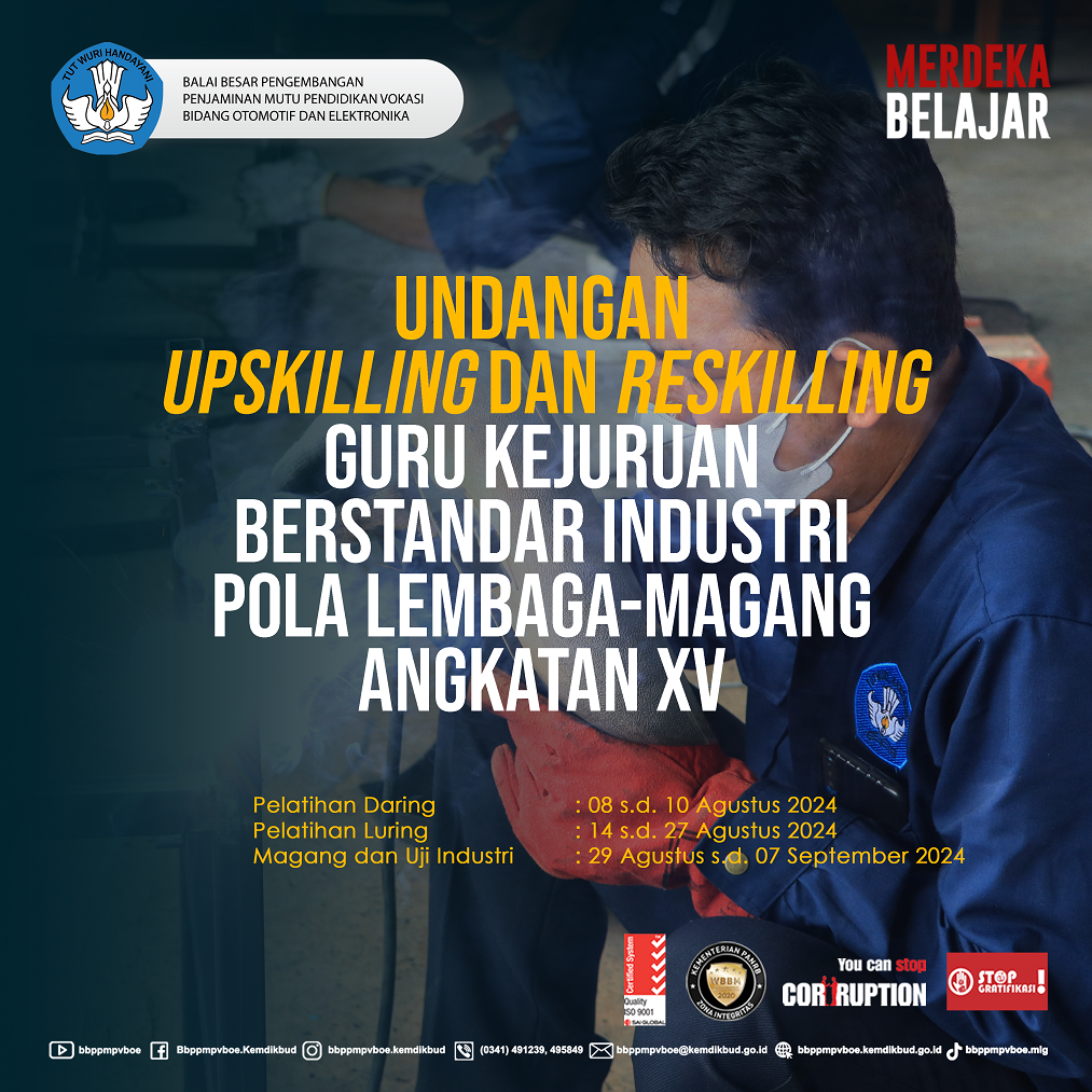 Undangan Upskilling dan Reskilling Guru Kejuruan Berstandar Industri pola Lembaga-Magang Angk. XV
