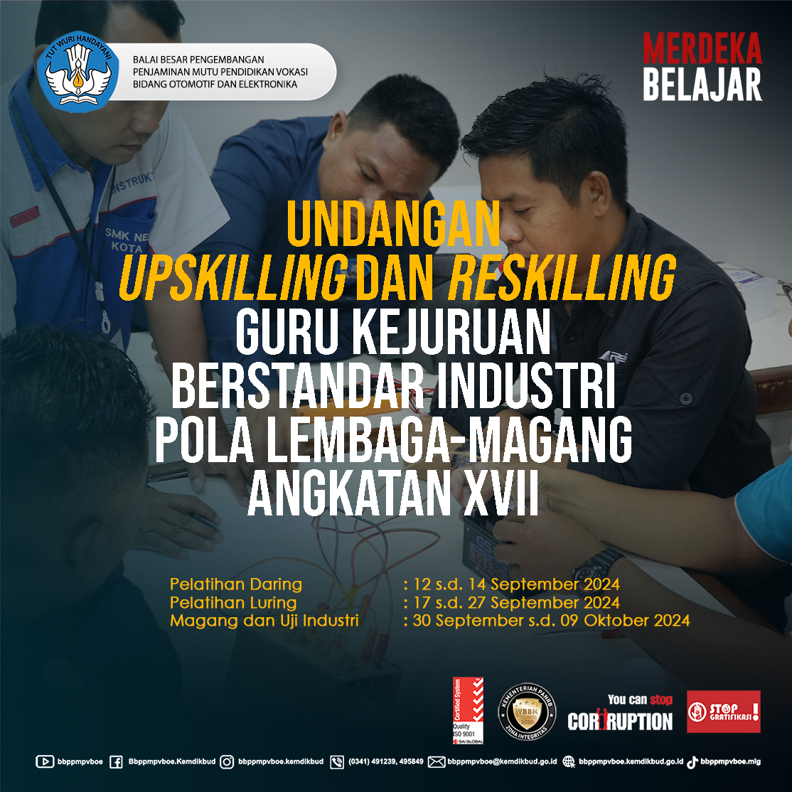 Undangan Upskilling dan Reskilling Guru Kejuruan Berstandar Industri pola Lembaga-Magang Angk. XVII