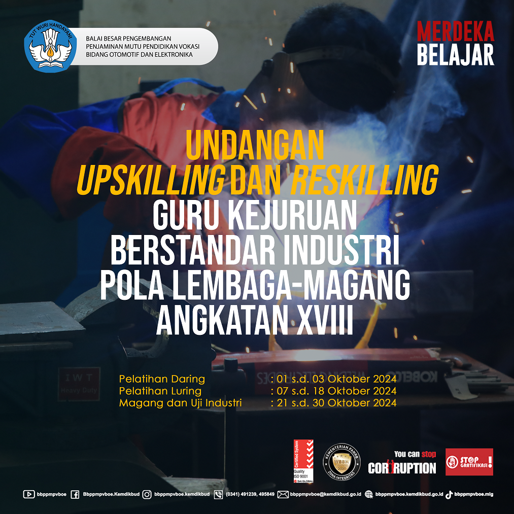 Upskilling dan Reskilling Guru Kejuruan Berstandar Industri pola Lembaga-Magang Angk. XVIII