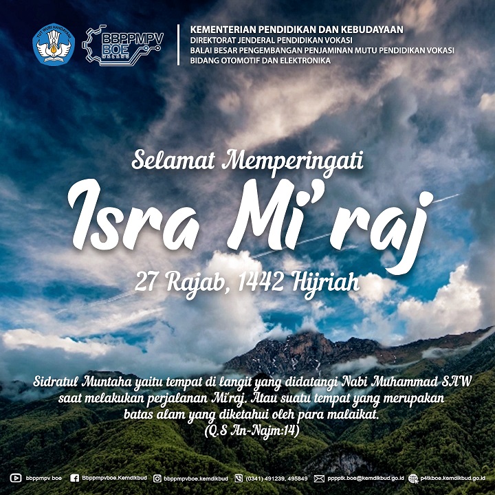 BBPPMPV BOE Mengucapkan Selamat Memperingati Isra Miraj 1442 H