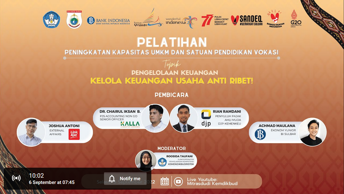 Pelatihan Peningkatan Kapasitas UMKM dan Diksi dengan Topik Kelola Keuangan Usaha Anti Ribet!