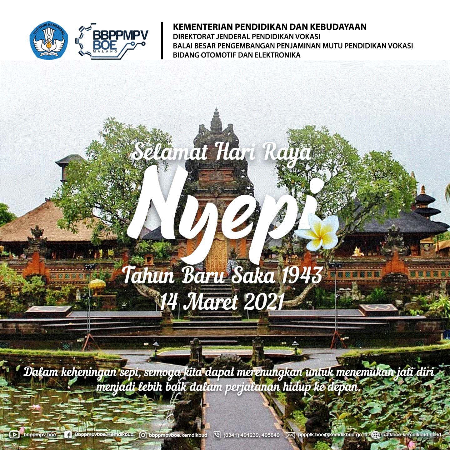 BBPPMPV BOE Mengucapkan Selamat Hari Raya Nyepi Saka 1943