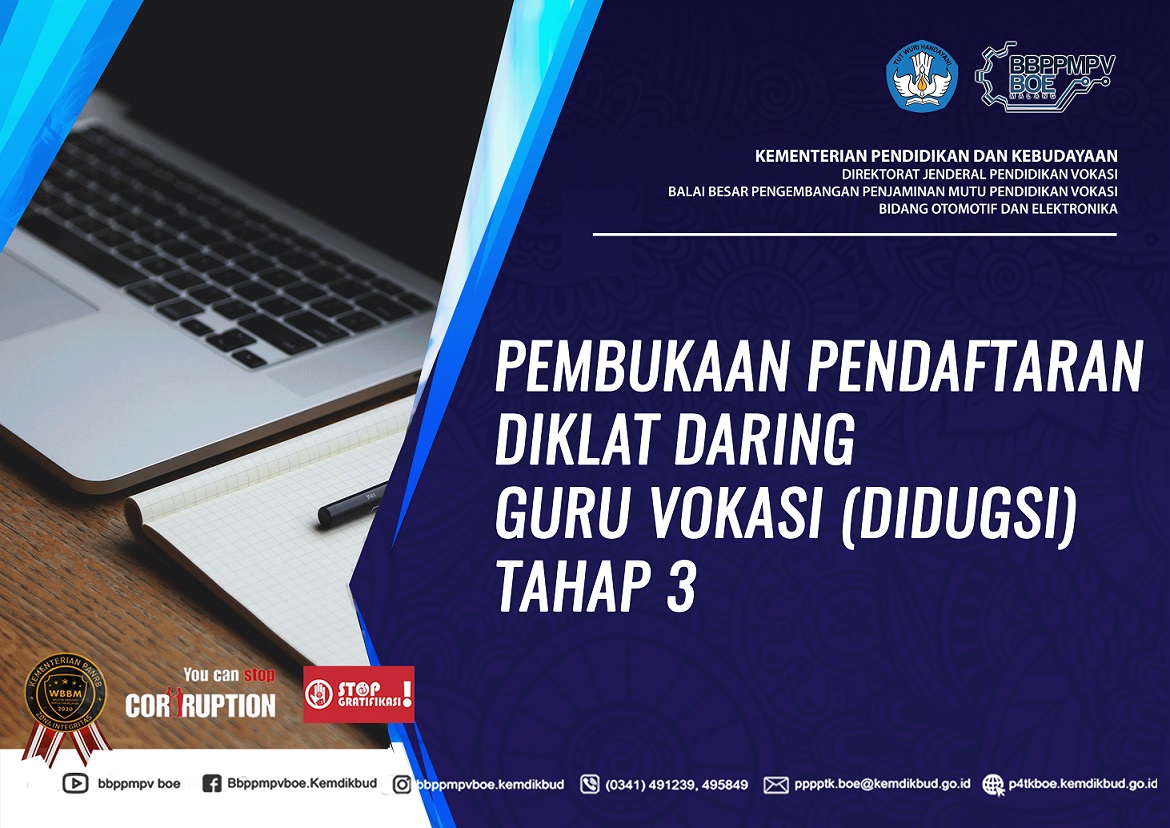 Pembukaan Pendaftaran Diklat Daring Guru Vokasi (DIDUGSI) Tahap 3