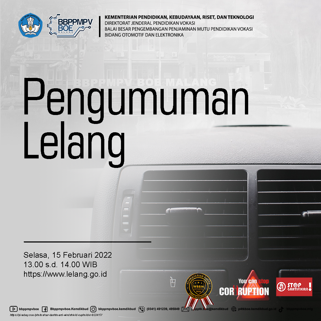Pengumuman Lelang BBPPMPV BOE