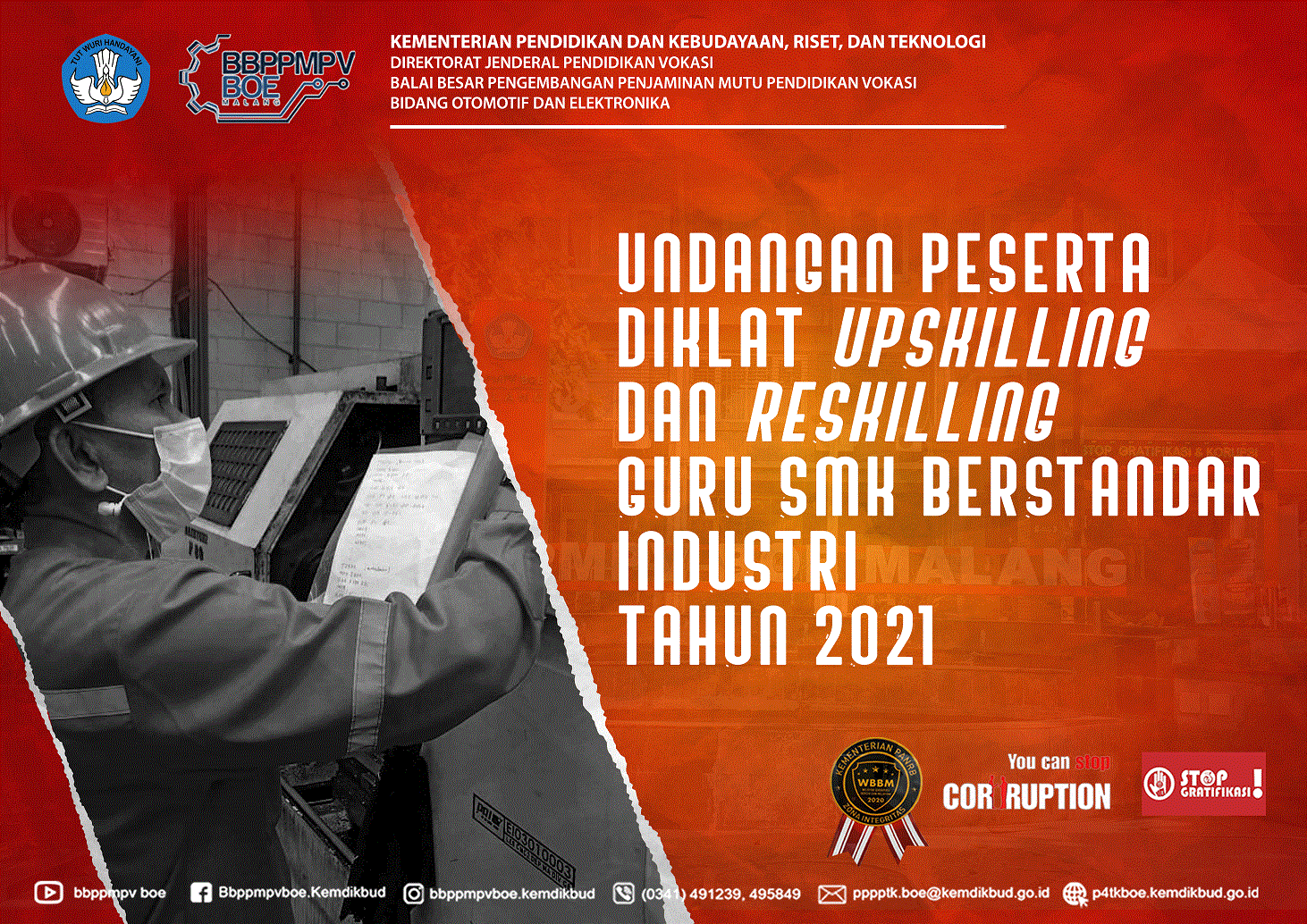Undangan Peserta  Diklat Upskilling dan Reskilling Guru SMK Berstandar Industri Tahun 2021