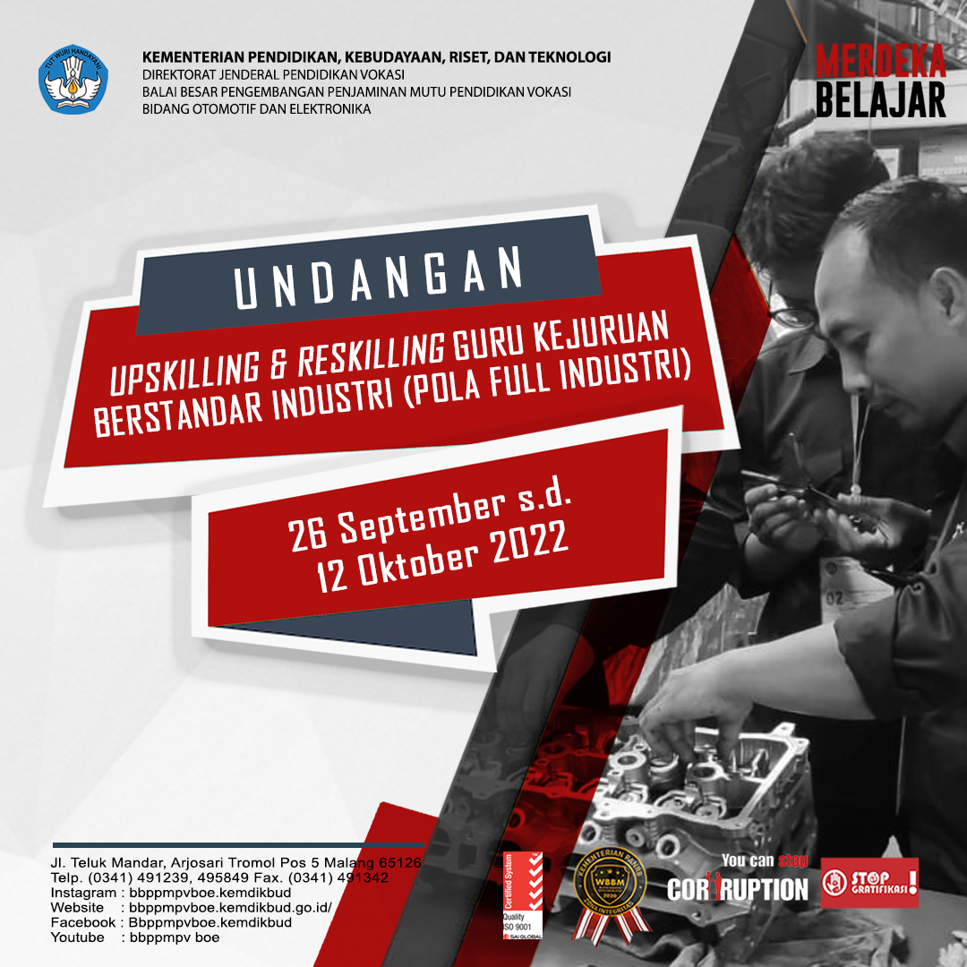 Undangan Upskilling dan Reskilling Guru Kejuruan Berstandar Industri (Pola Full Industri)