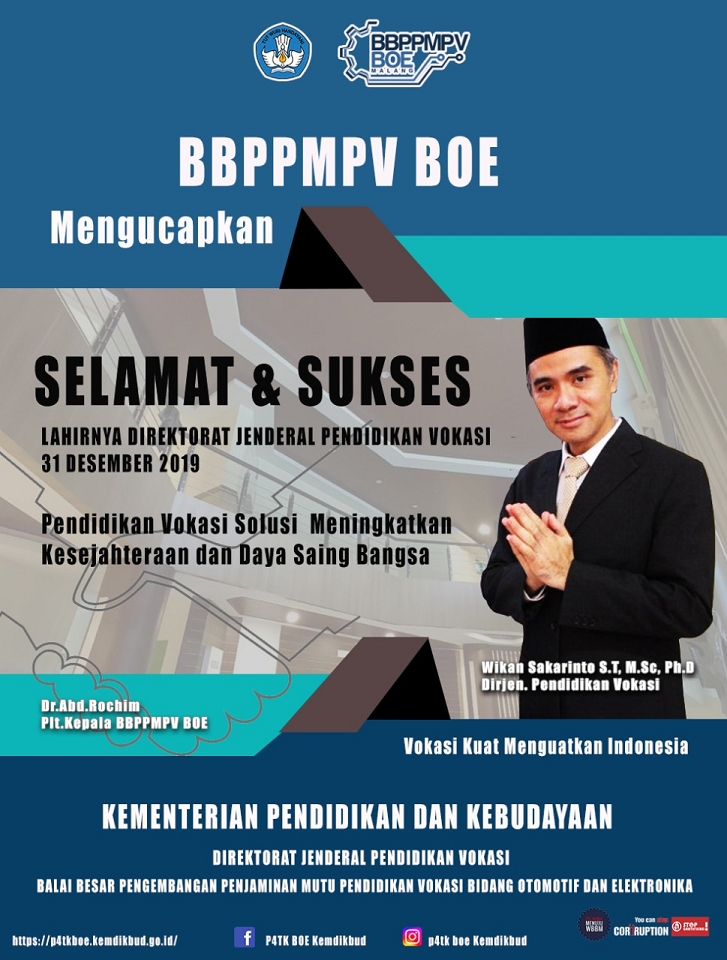 Selamat dan Sukses Lahirnya Direktorat Jenderal Pendidikan Vokasi